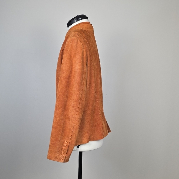 Vintage Manteaux Manteaux Suede Jacket – Genuine Leather in Warm Caramel Brown - Picture 4 of 12